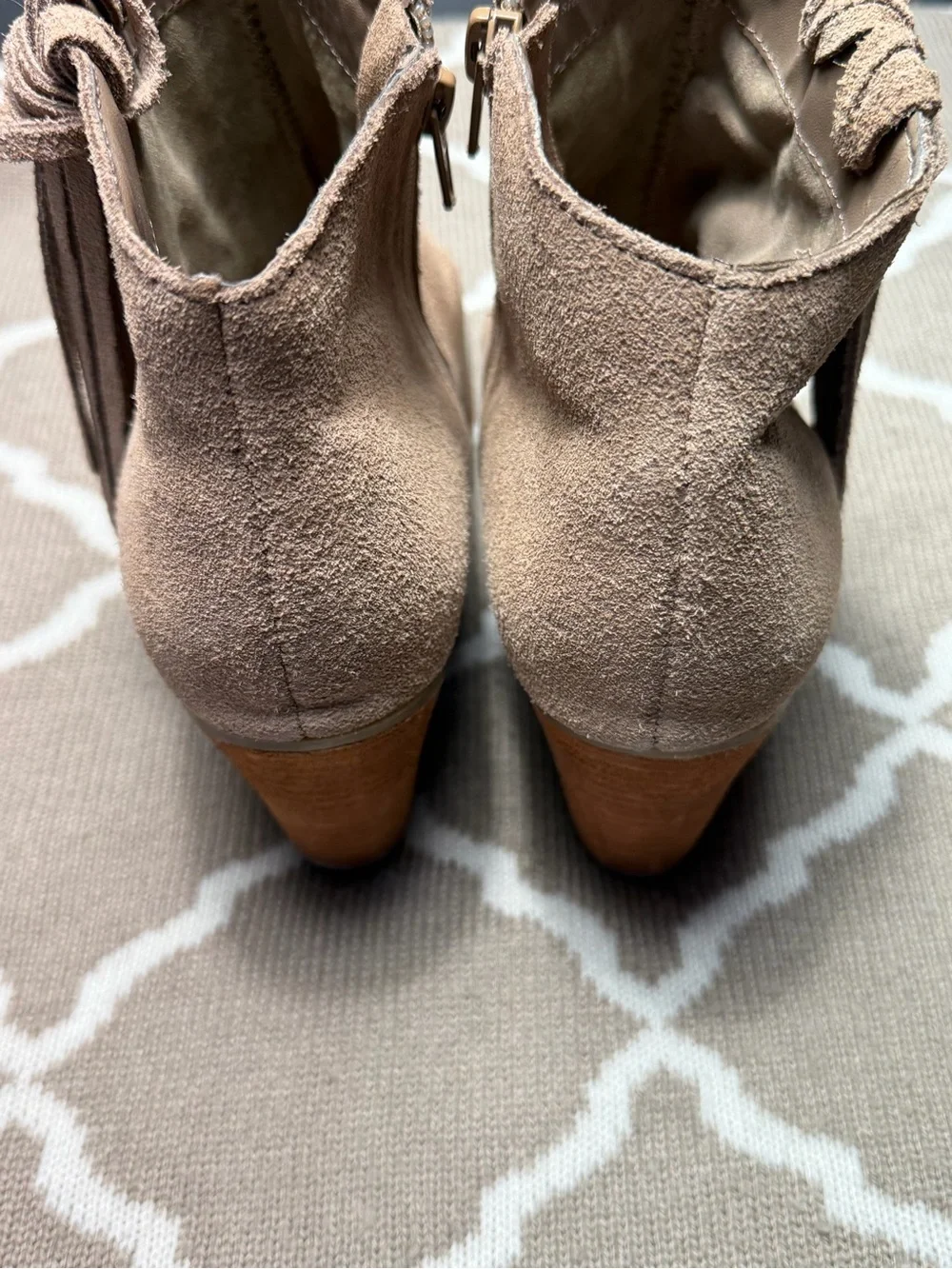 Dolce Vita Taupe Suede Fringe Ankle Booties